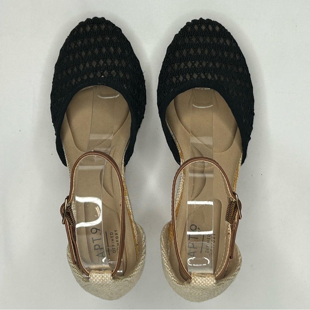Apt. 9 Jacques ankle strap black cork wedge sandal, 6 - Picture 7 of 12